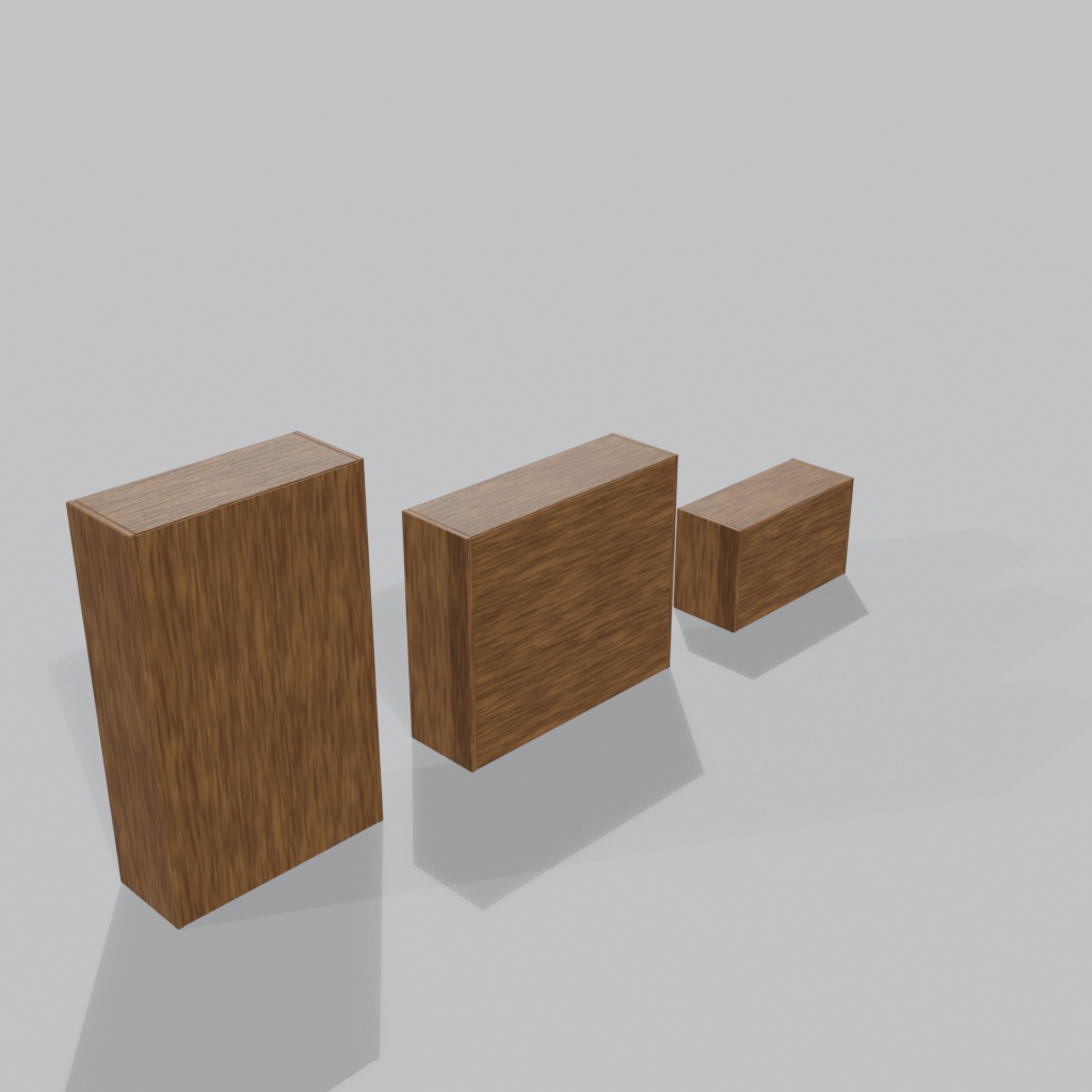 【3Dモデル】木製ウォールシェルフ&本 3種セット | 3 wooden wall shelves