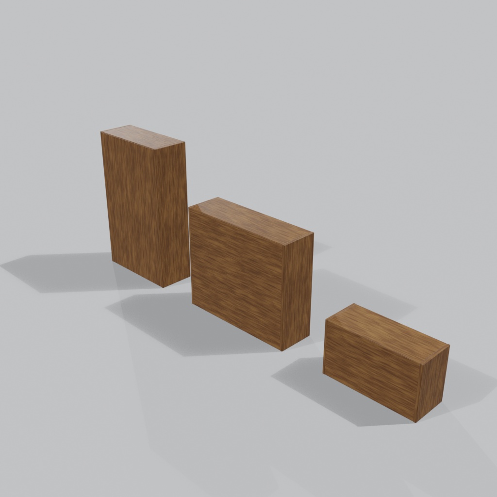 【3Dモデル】木製ウォールシェルフ&本 3種セット | 3 wooden wall shelves