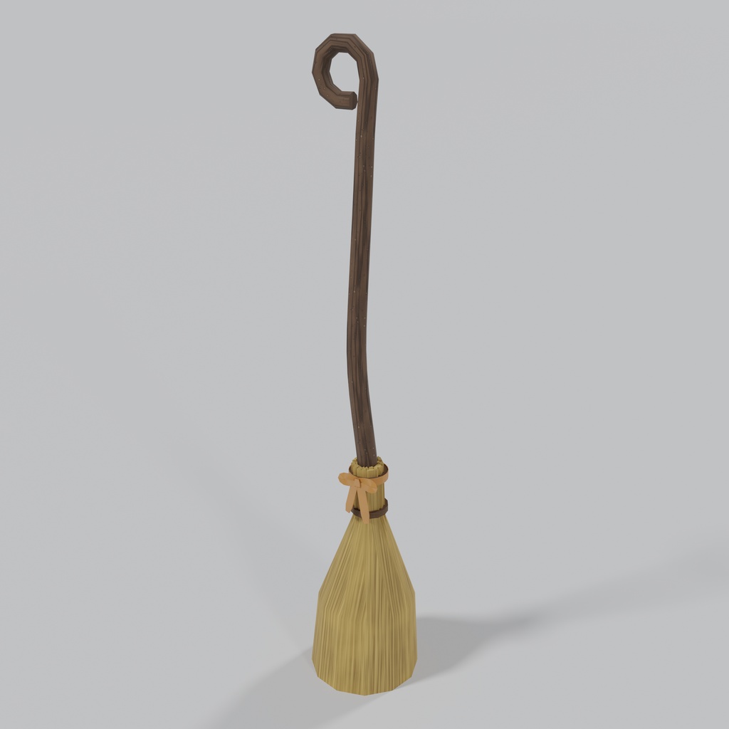 【3Dモデル】魔女のほうき 5種(手持ち小物) | 5 witch brooms with natural wood handles and straw bristles