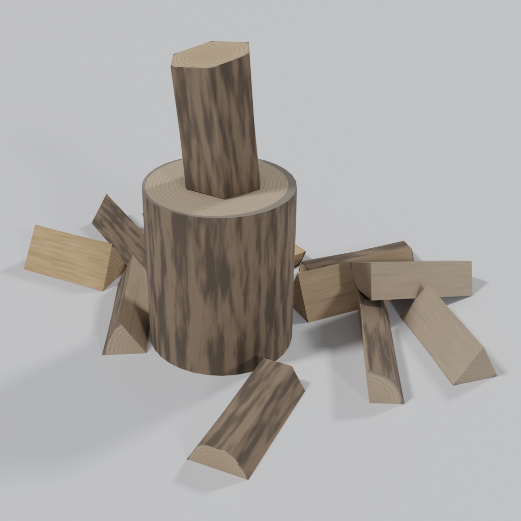 【3Dモデル】薪の山&薪割り台 6種セット | Firewood set