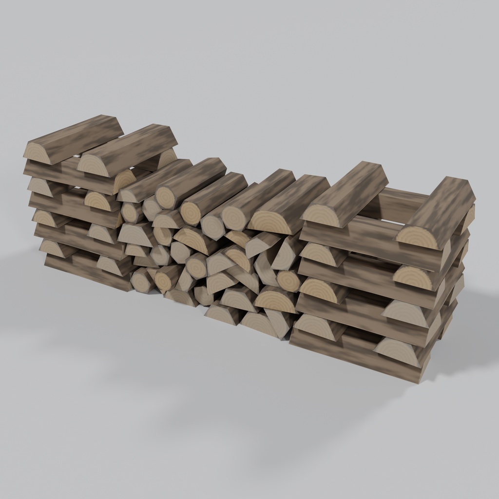 【3Dモデル】薪の山&薪割り台 6種セット | Firewood set