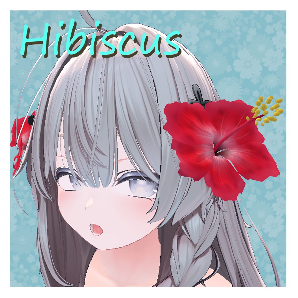【VRChat想定】南国風ハイビスカスアクセサリー（髪飾り）