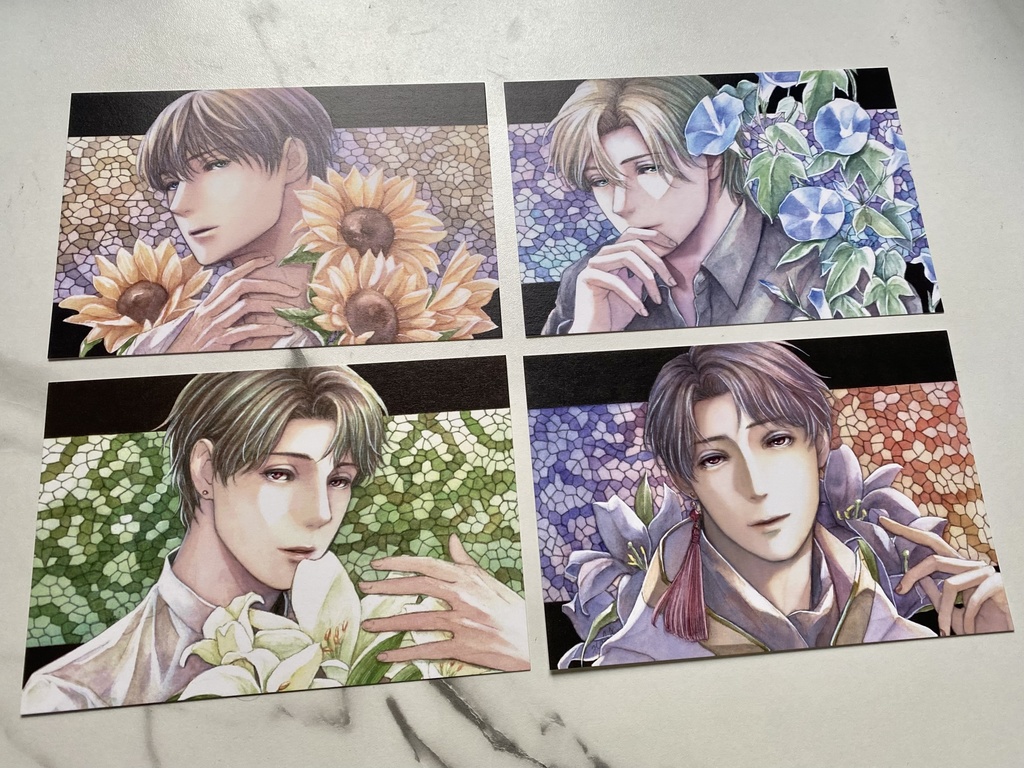 ポストカードセット《花とステンドグラス》