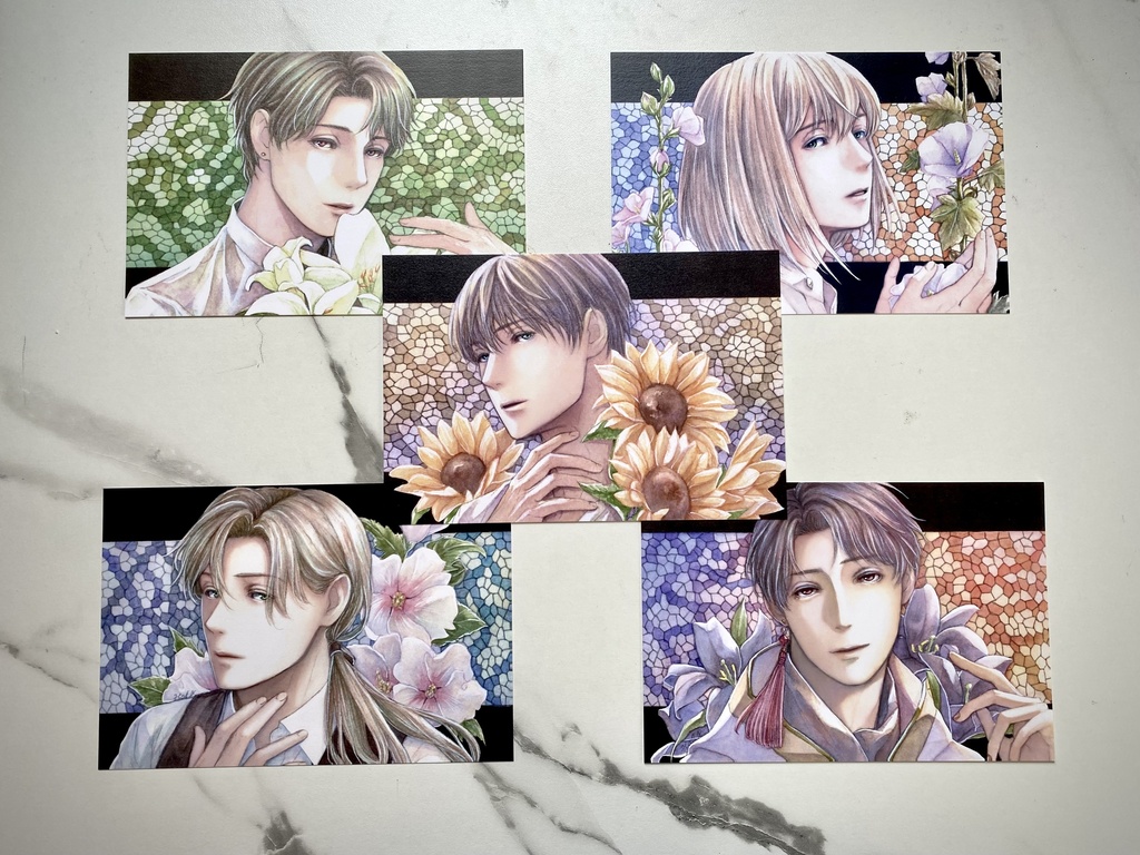 ポストカード《花とステンドグラス》