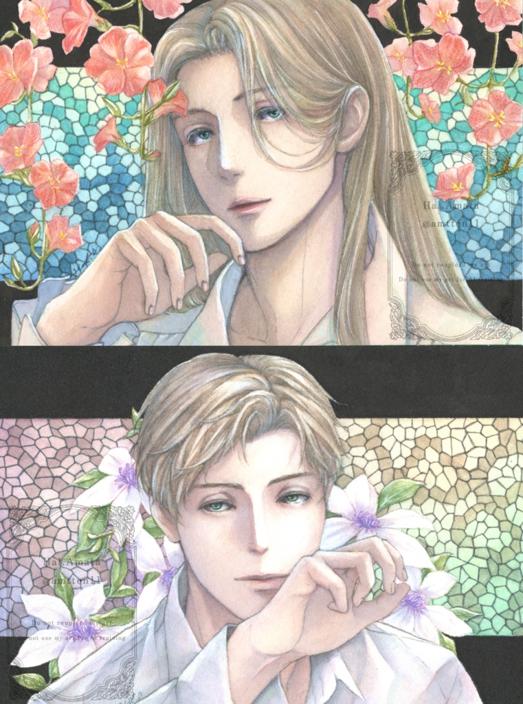 フレームレス原画 【花とステンドグラスシリーズ】