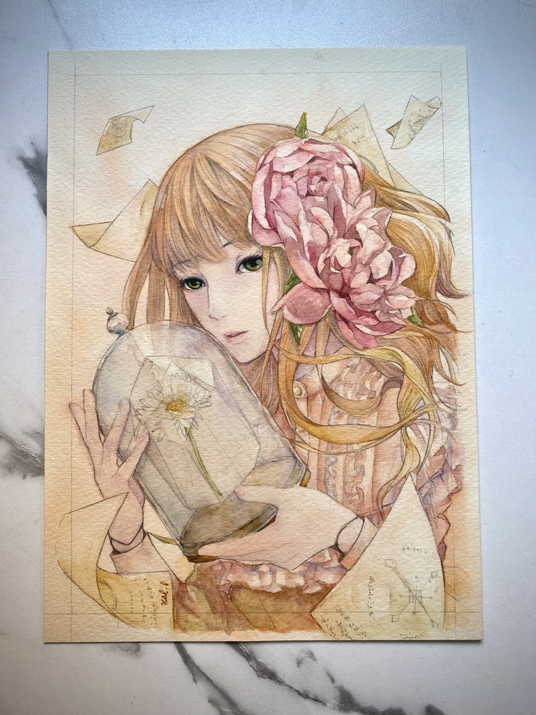 アナログイラスト原画「在りし日の悔恨」