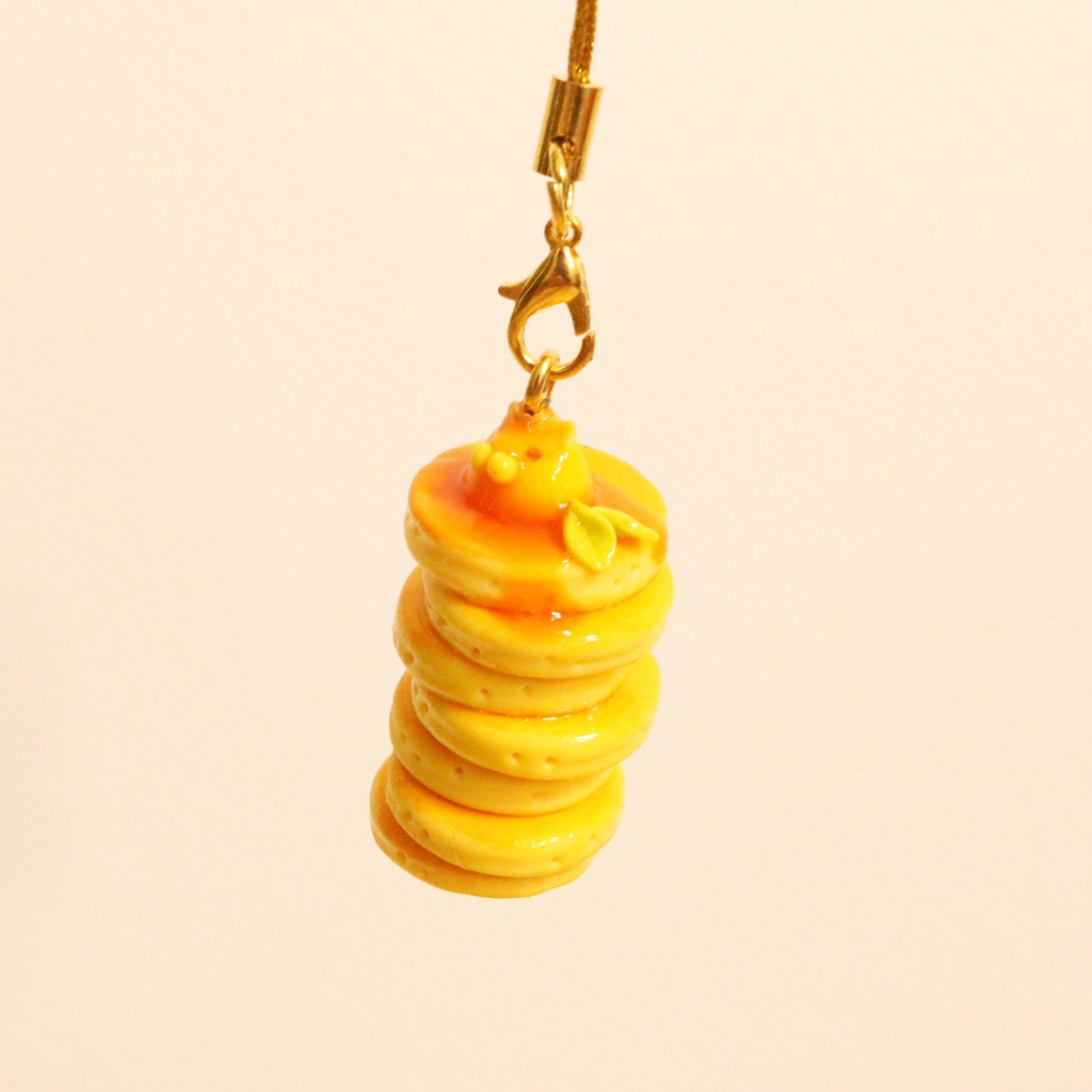 【受注】7段ホットケーキネコのストラップ