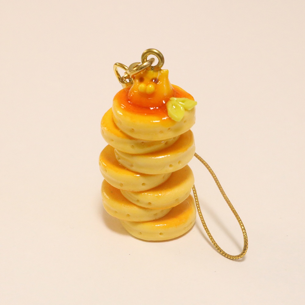 【受注】7段ホットケーキネコのストラップ
