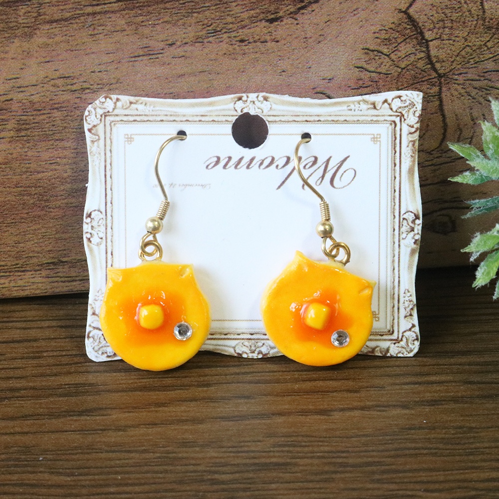 ネコ型パンケーキピアス(イヤリングに変更可)