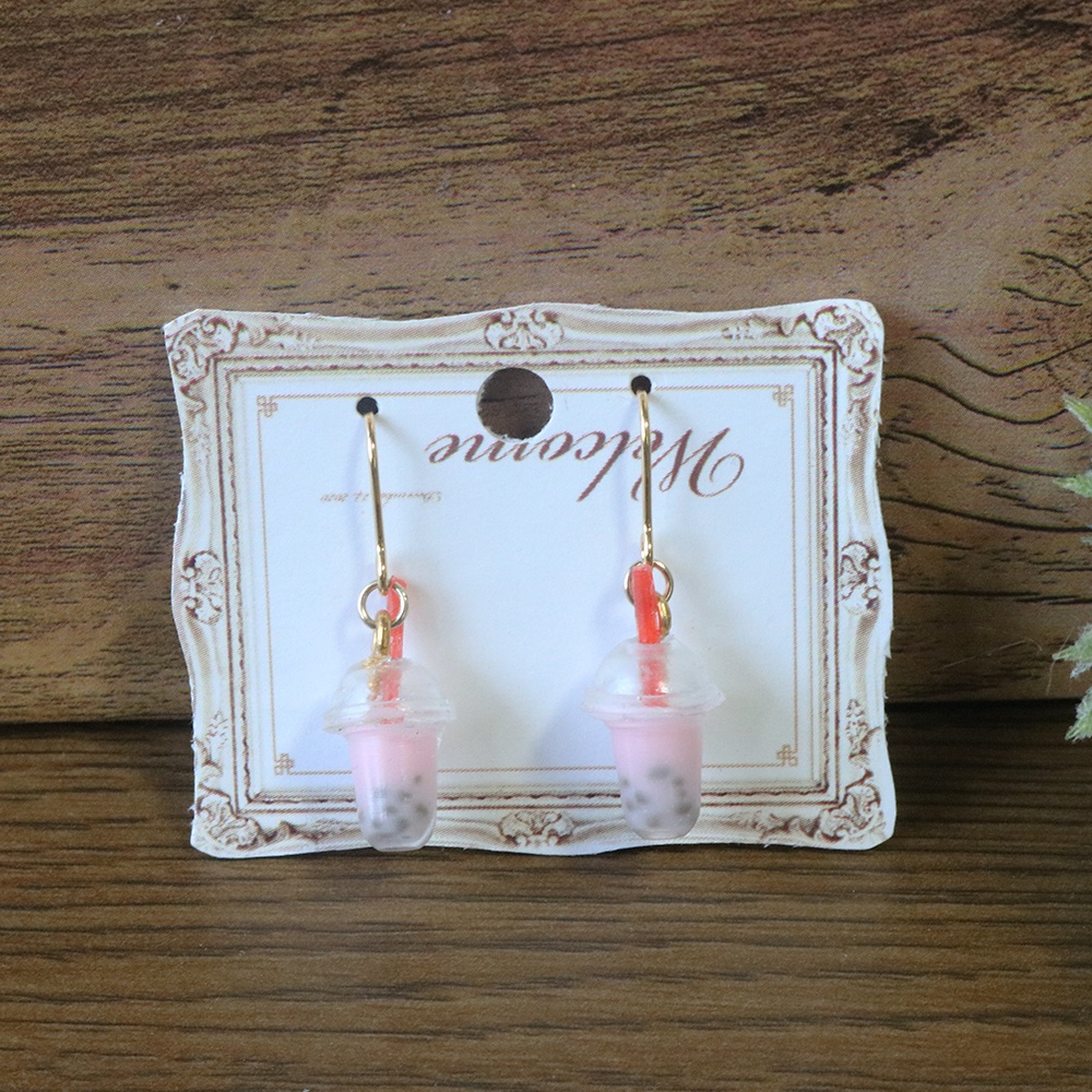タピオカいちごみるくピアス(イヤリングに変更可)
