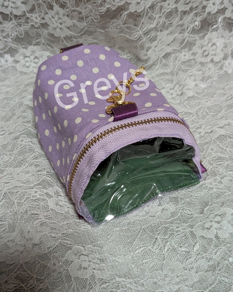 俵型マスコットポーチ(紫×緑)