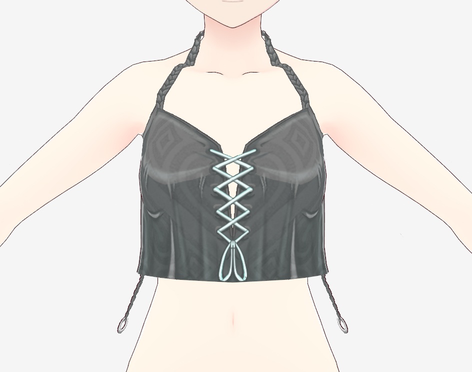 Cross Tie Halter with Silver Ring Frills【VRoid Inner Top】