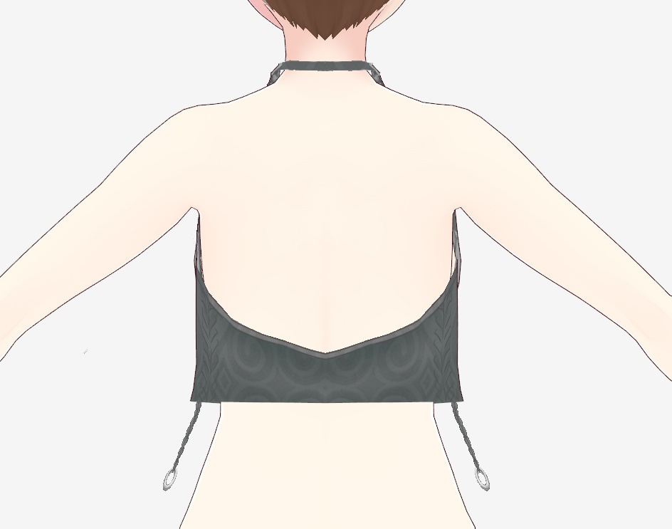 Cross Tie Halter with Silver Ring Frills【VRoid Inner Top】