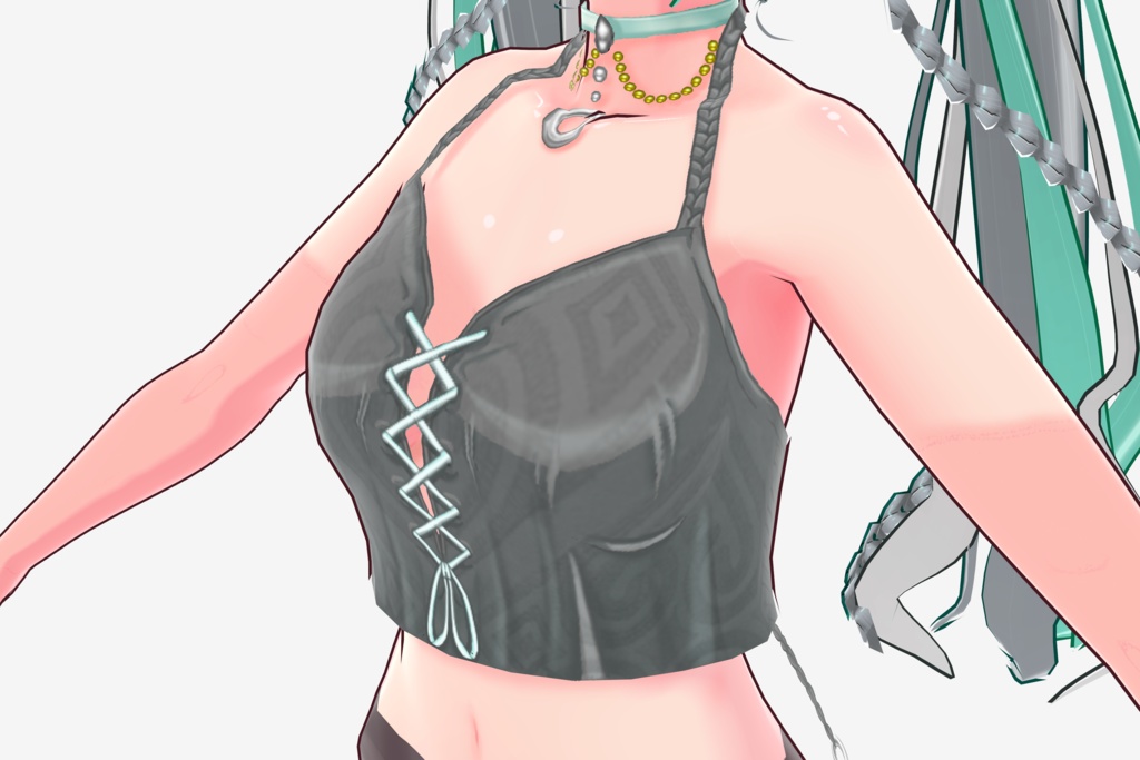 Cross Tie Halter with Silver Ring Frills【VRoid Inner Top】