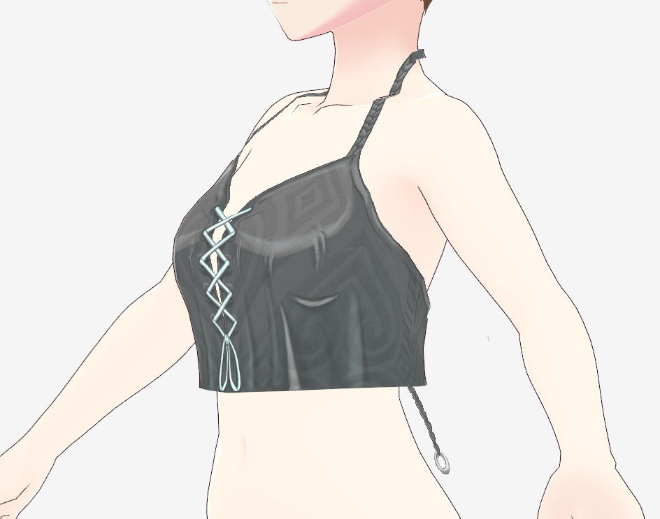 Cross Tie Halter with Silver Ring Frills【VRoid Inner Top】