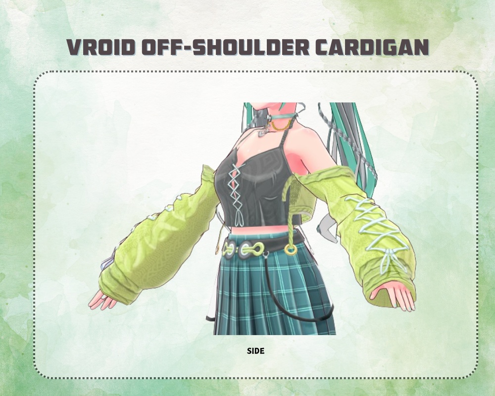 Off-Shoulder Cardigan Sweater【Top Attachment 3D VRoid Model】