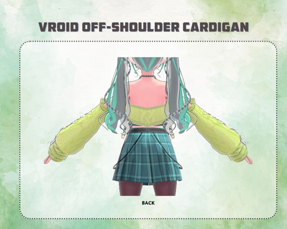 Off-Shoulder Cardigan Sweater【Top Attachment 3D VRoid Model】
