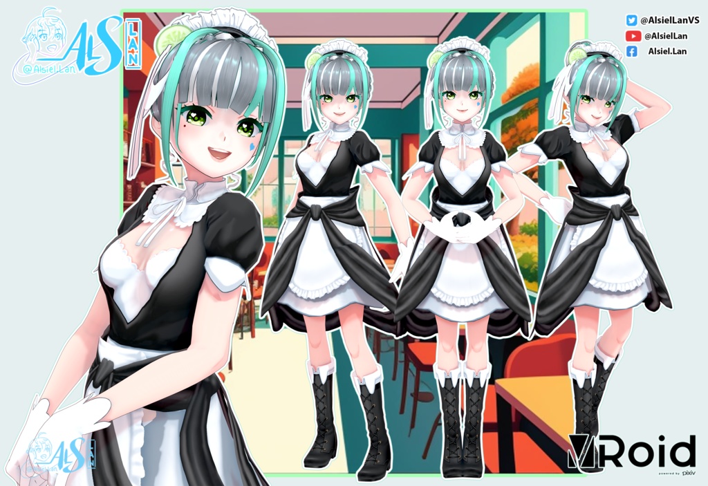 Maid Outfit [VRoid] (Top to bottom Custom Items) 