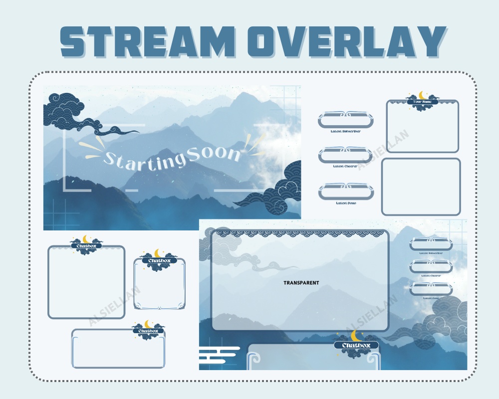 Jett Blue Stream Overlay ┃Streamelements, OBS, Twitch, YouTube, Facebook