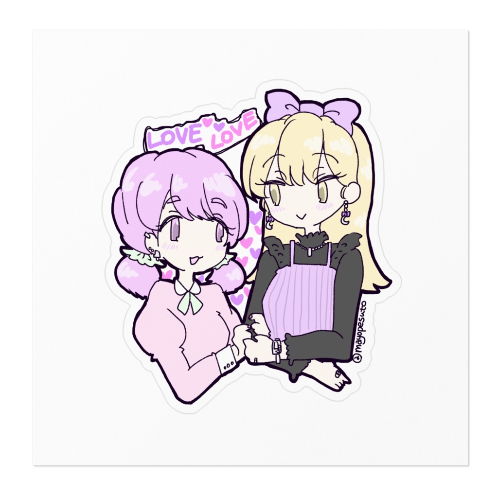 ラブラブなパステル女子たちのステッカー