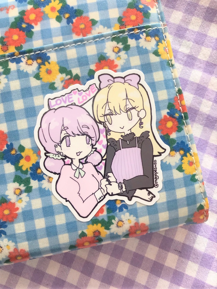 ラブラブなパステル女子たちのステッカー
