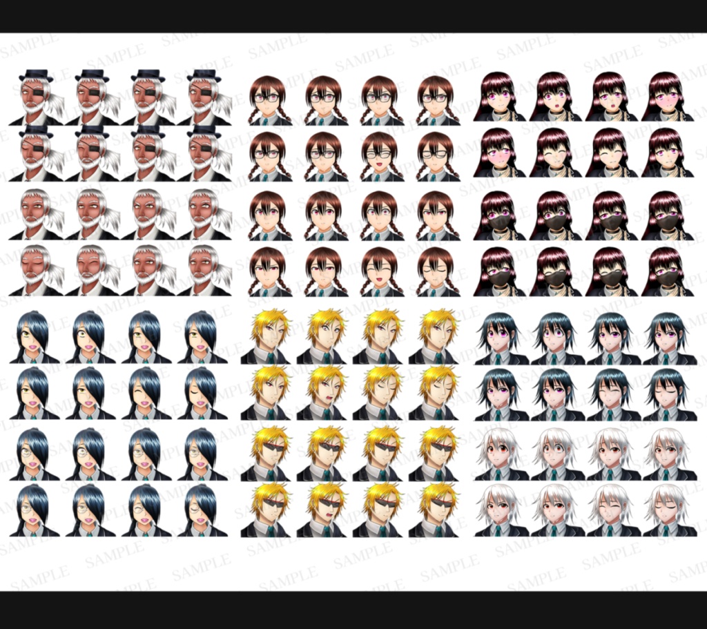 RPG立ち絵素材集1(制服ver)【歩行・顔・SV戦闘用素材付属】