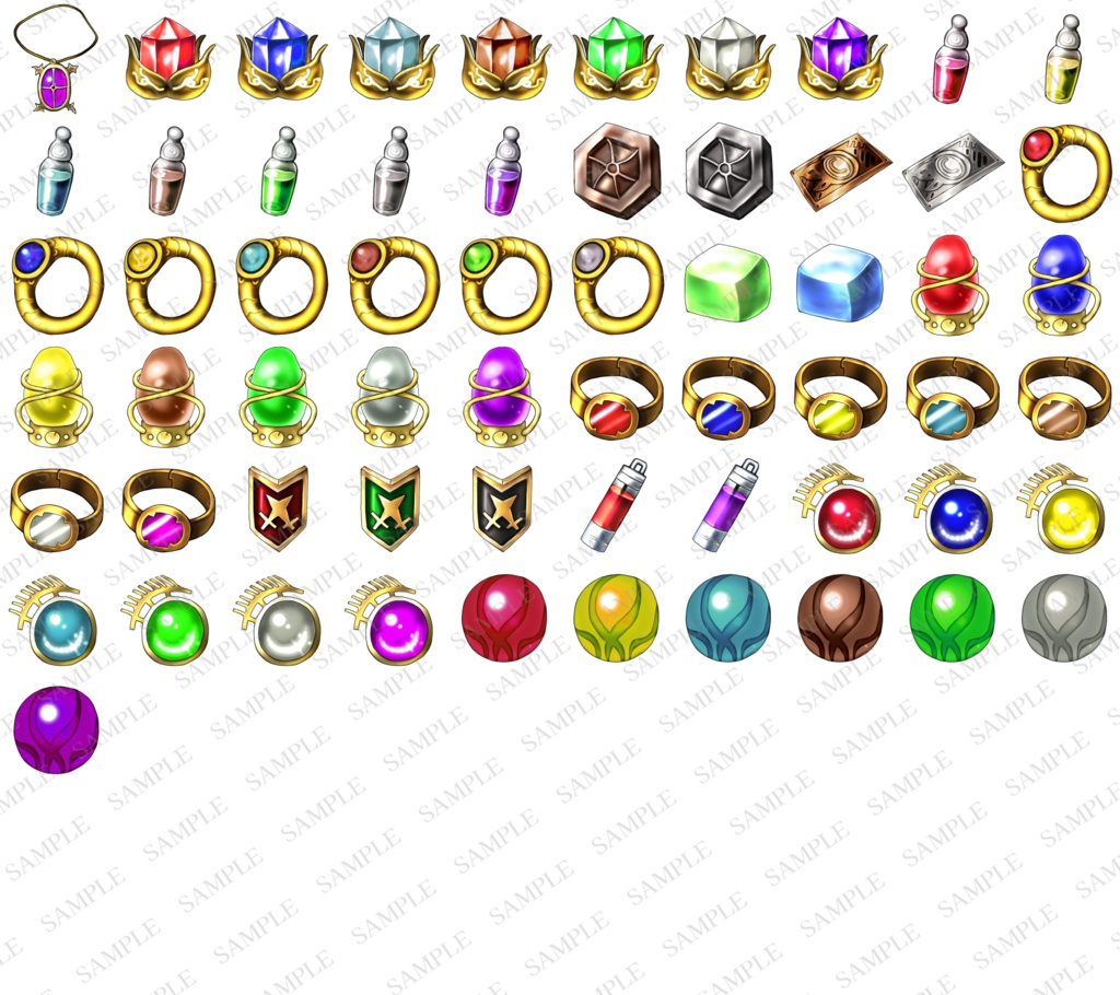 【フレーム付き】RPG定番アイテム100【素材・進化・合成向けアイコン素材】