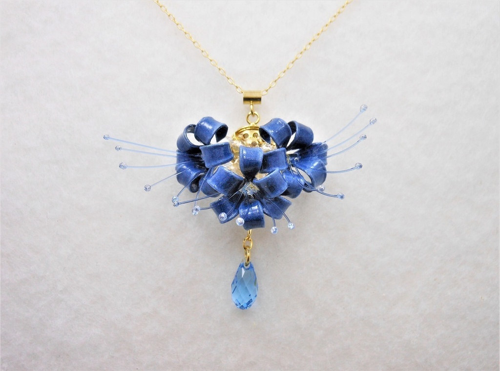 彼岸花 ＊ 青 ＊ ネックレス 【 和 】