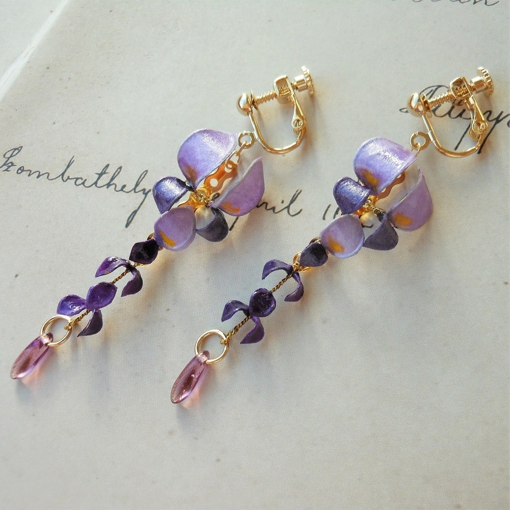 藤の花 イヤリング / ピアス 【 和 】