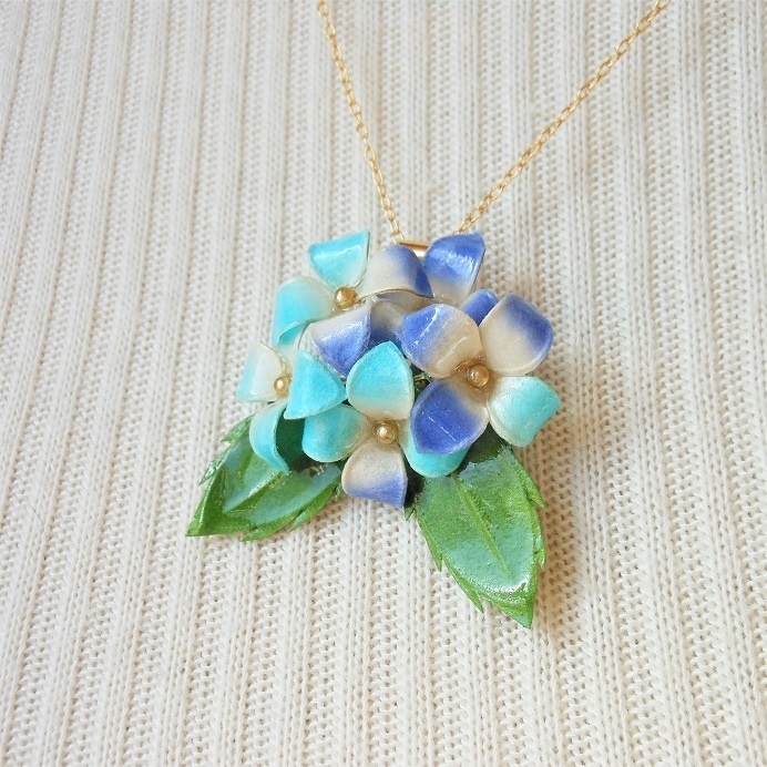 紫陽花 ＊ 水 ＊ ネックレス 【 和 】