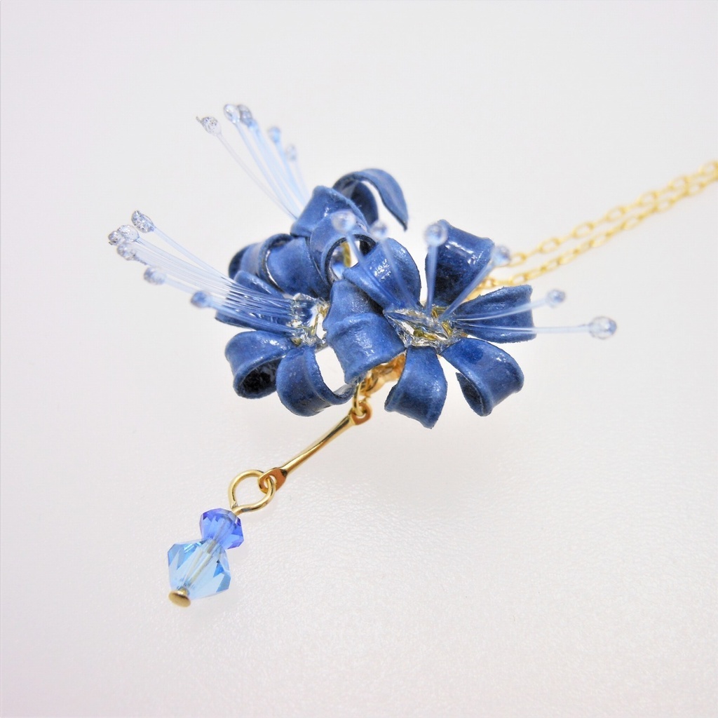 ミニ 彼岸花 ＊ 青 ＊ ネックレス 【 和 】