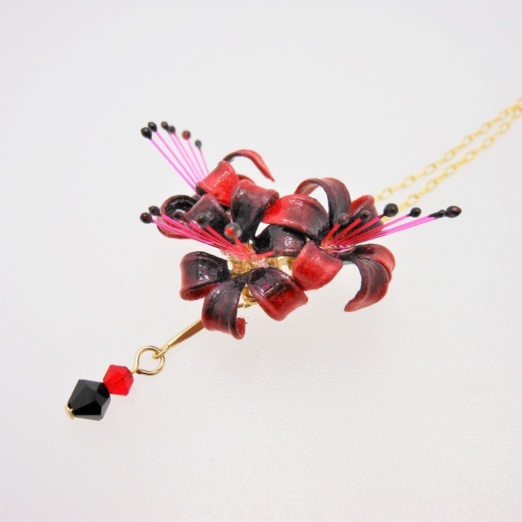 ミニ 彼岸花 ＊ 業火 ＊ ネックレス 【 和 】
