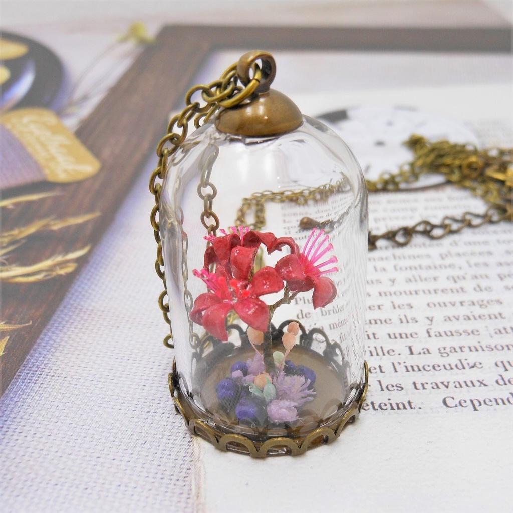 ※限定品※ 彼岸花 ＊ ドーム ＊ ネックレス 【 和 】