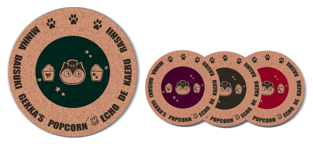 ポップコーン屋さんのコルクコースター