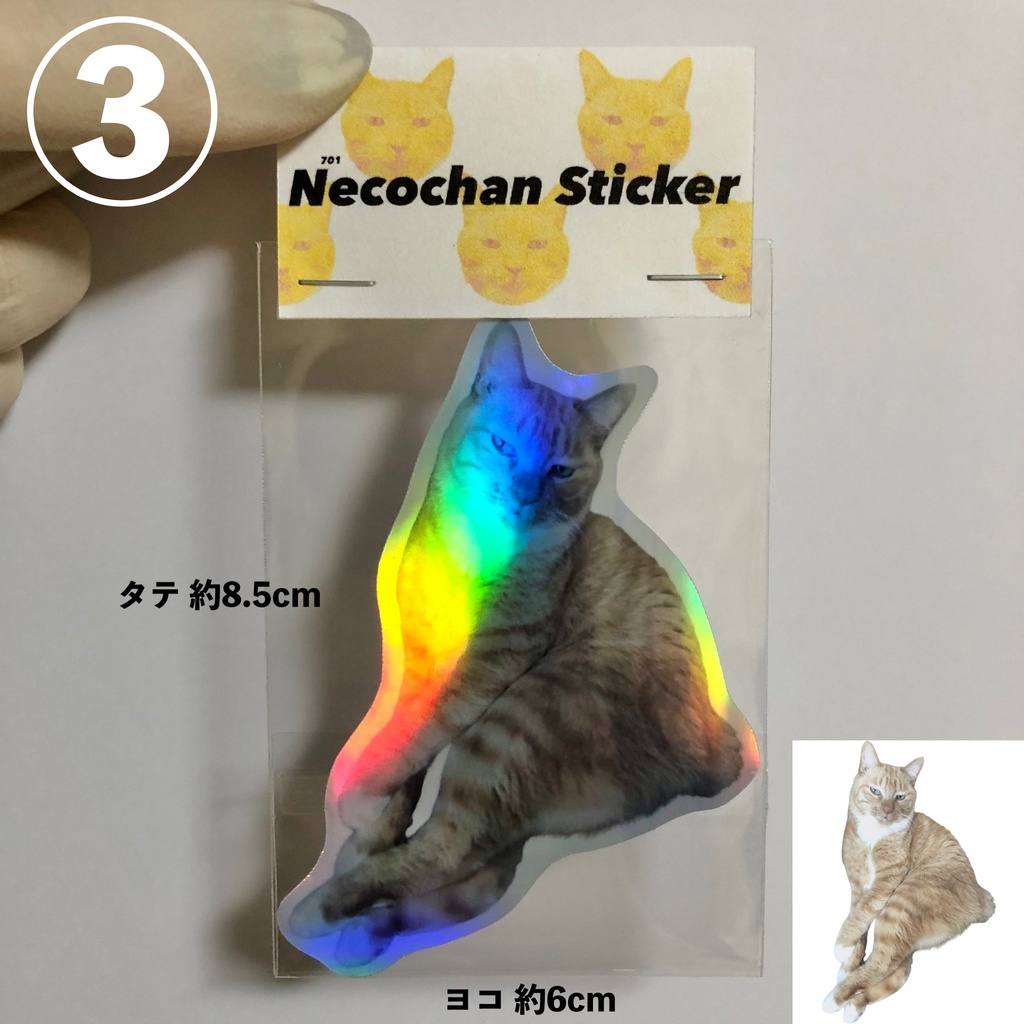 キラキラ猫ステッカー