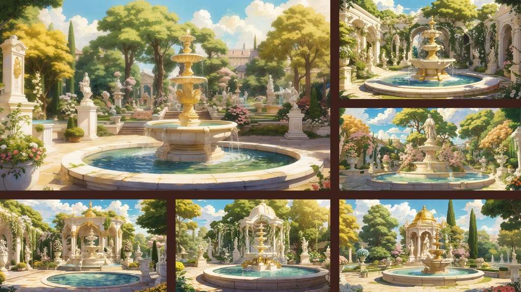 【フリー素材】宮殿の庭園背景素材9枚（無料）【Vtuberさん向け】