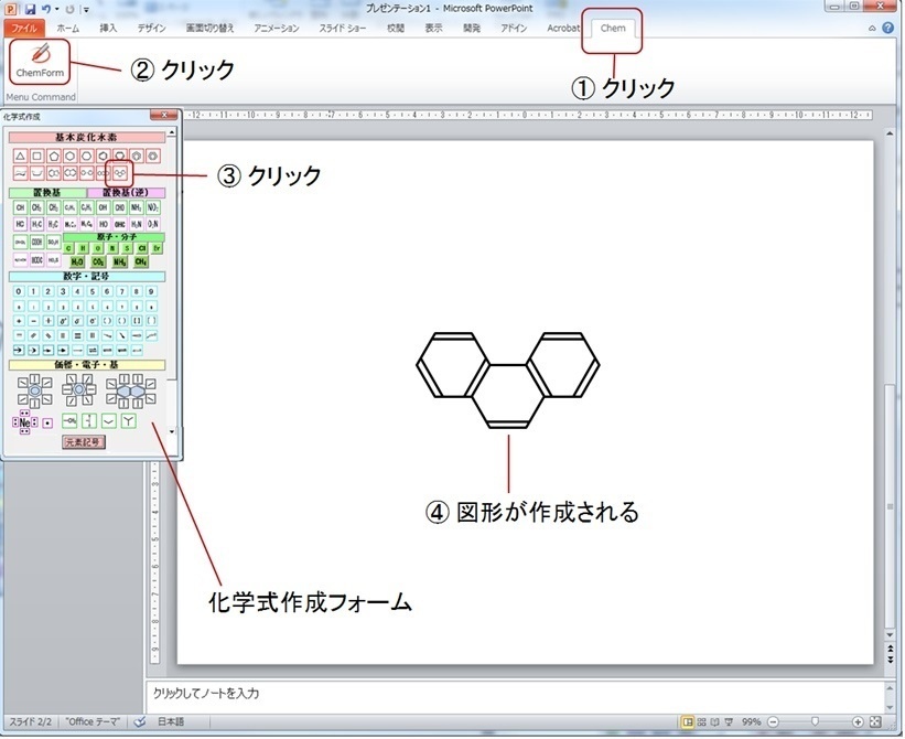 ChemForm−化学式作成ツールPowerPoint用アドイン