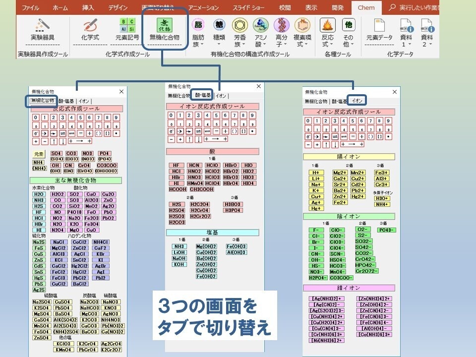 ChemToolPPーChemLabとChemFormPlusの統合版PowerPoint用アドイン