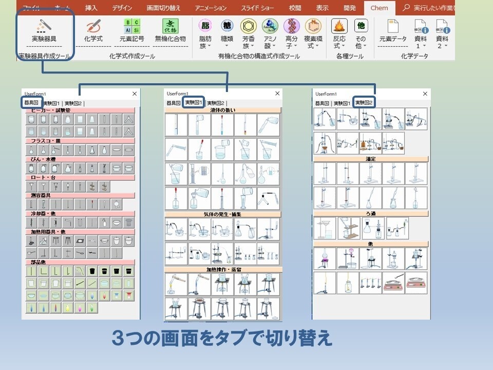 ChemToolPPーChemLabとChemFormPlusの統合版PowerPoint用アドイン