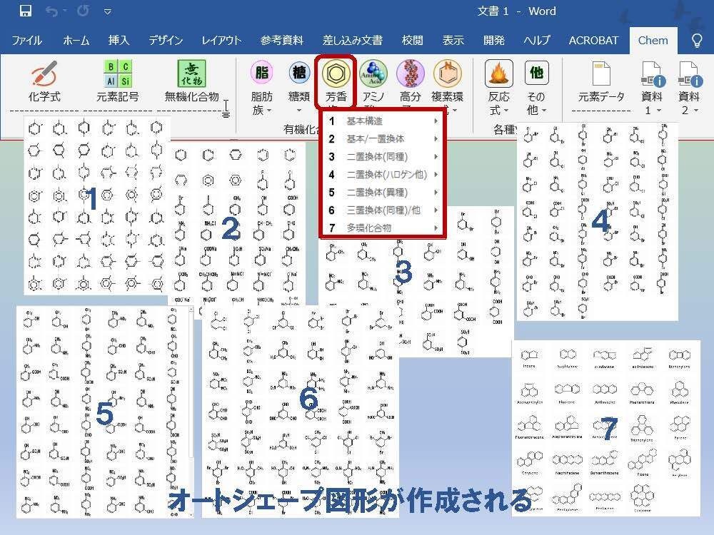ChemToolWーChemLabとChemFormPlusの統合版Word用アドイン