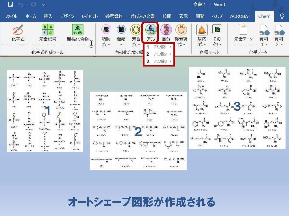 ChemToolWーChemLabとChemFormPlusの統合版Word用アドイン