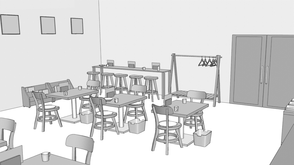 カフェ【クリスタ用素材】【3D】