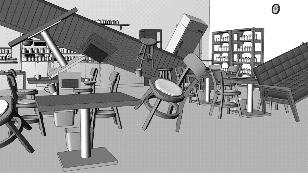 カフェ【クリスタ用素材】【3D】
