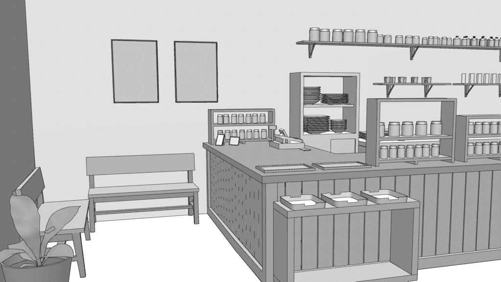 カフェ【クリスタ用素材】【3D】