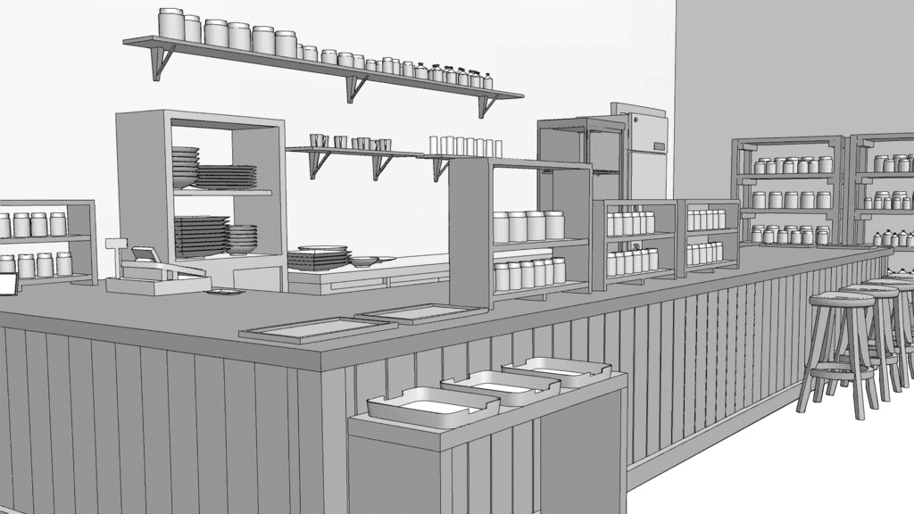 カフェ【クリスタ用素材】【3D】