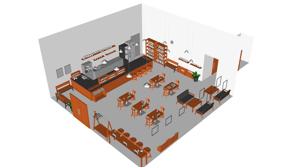 カフェ【クリスタ用素材】【3D】