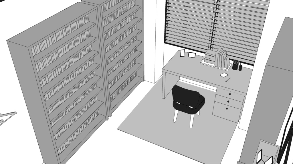 書斎【クリスタ用素材】【3D】