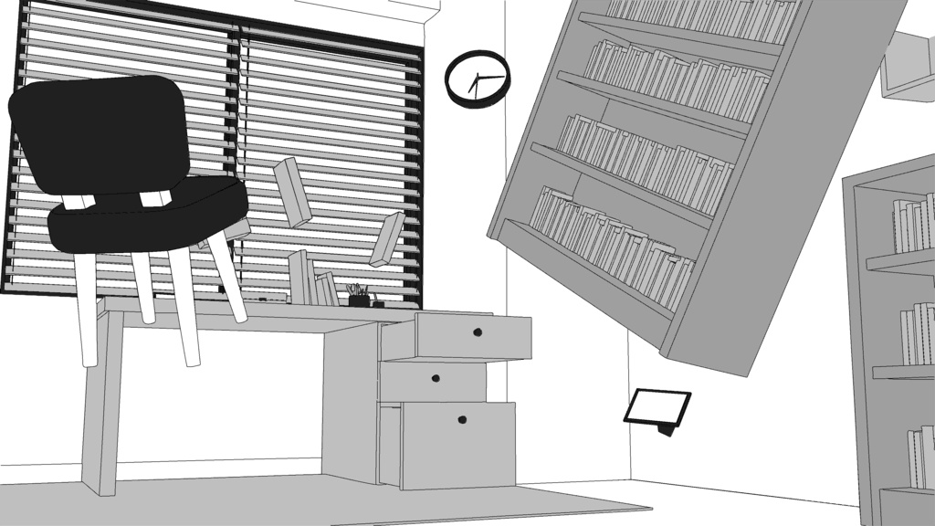 書斎【クリスタ用素材】【3D】