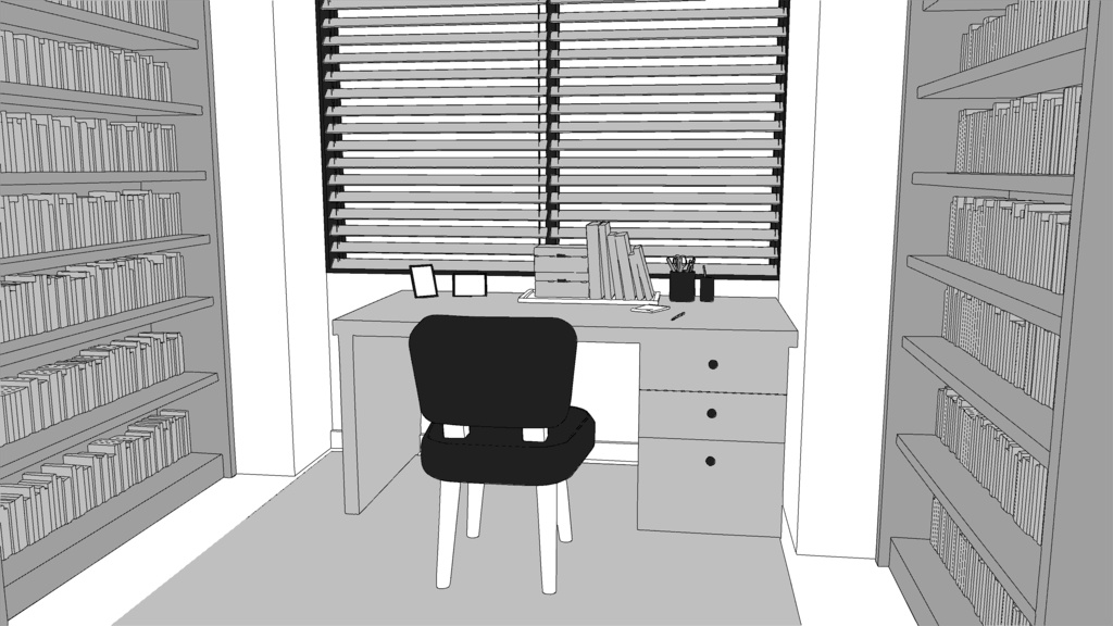 書斎【クリスタ用素材】【3D】