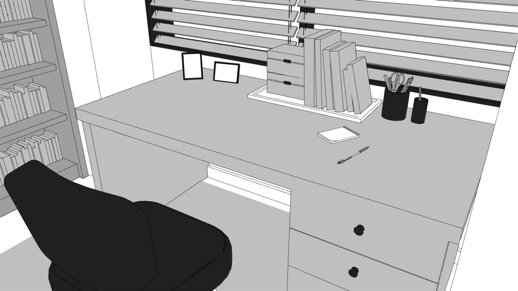 書斎【クリスタ用素材】【3D】